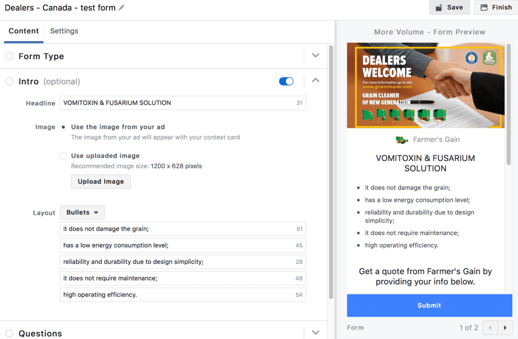 LEAD ADS FORMS