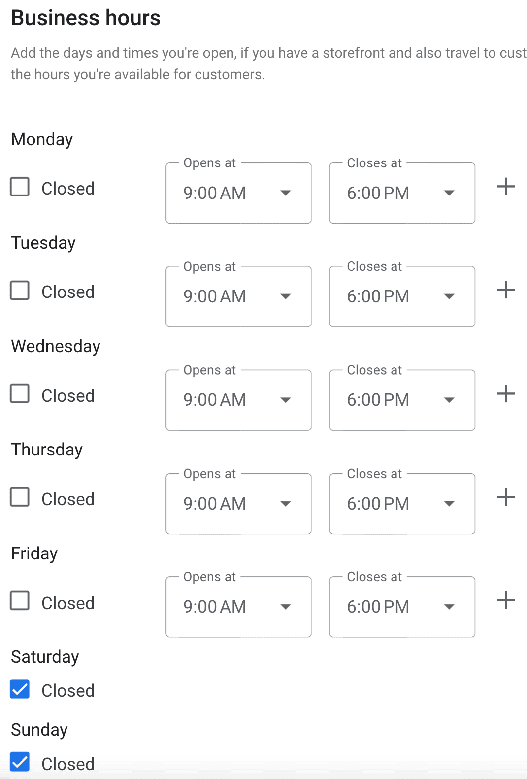 Add a work schedule to your ad