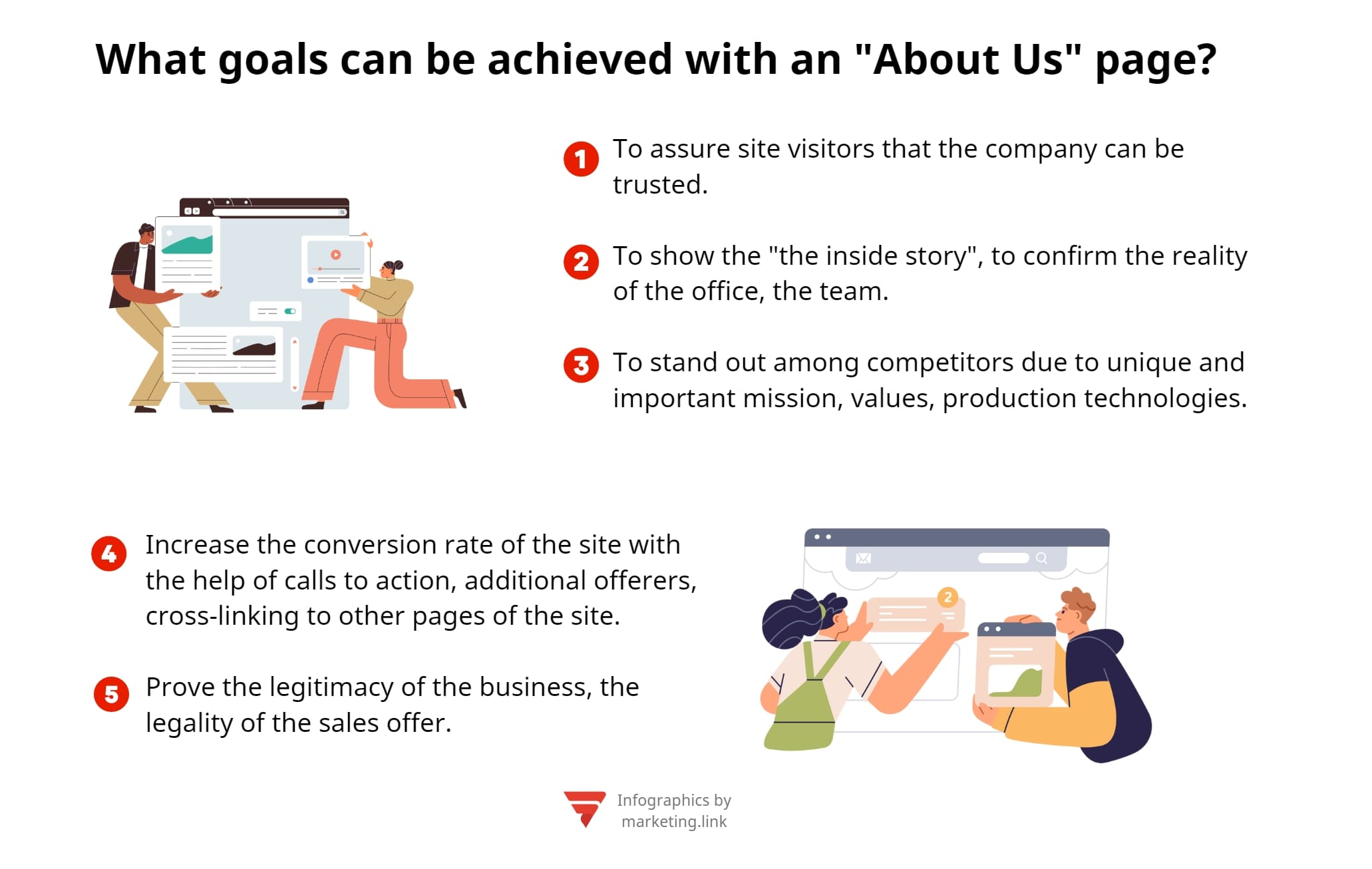 What goals can be achieved with an "About us" page?