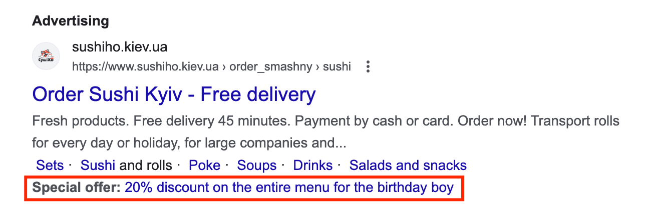 Manual extensions in search ads Promotions