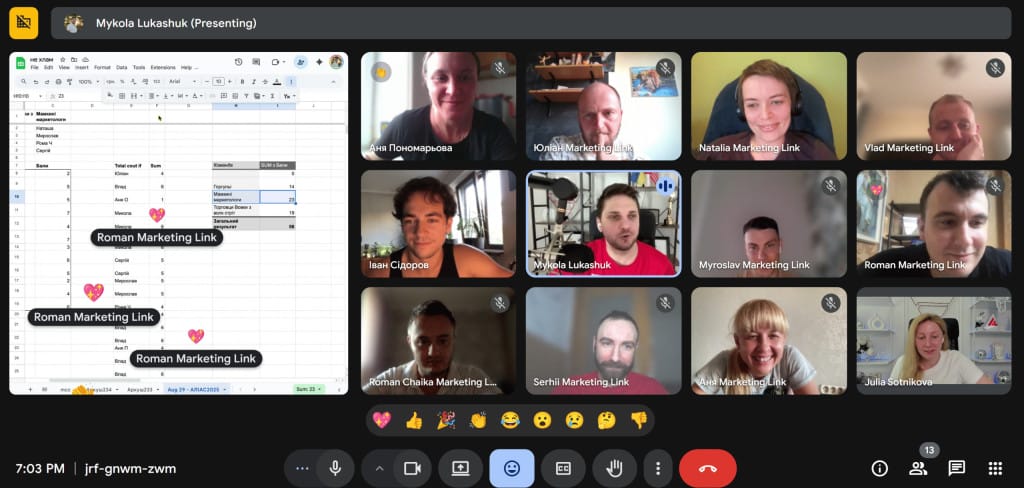 The Marketing Link team during a game of ALIAS-2 at the office