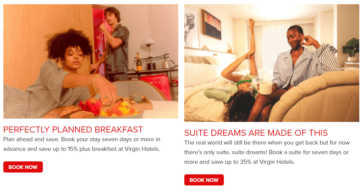 Examples of CTAs in the Virgin Group network