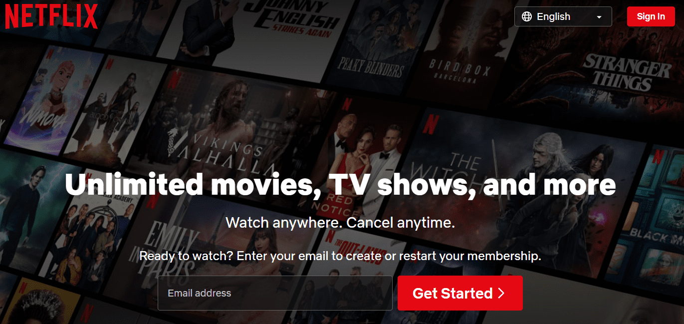 An example of a call to action from Netflix