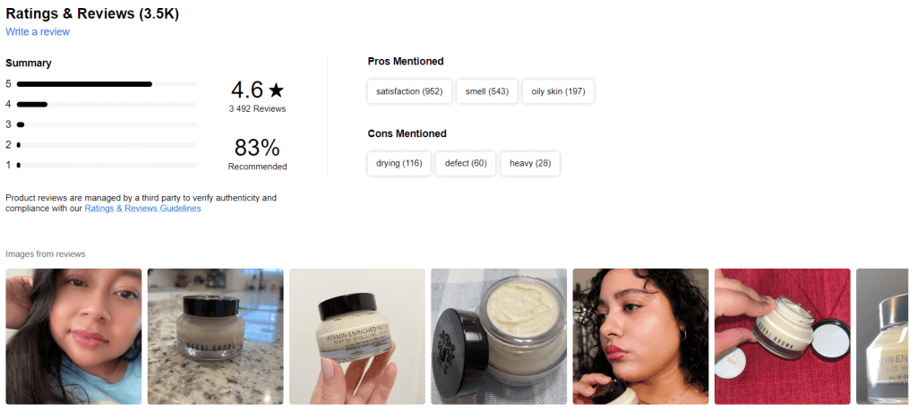 Як збирає та розміщує відгуки SEPHORA