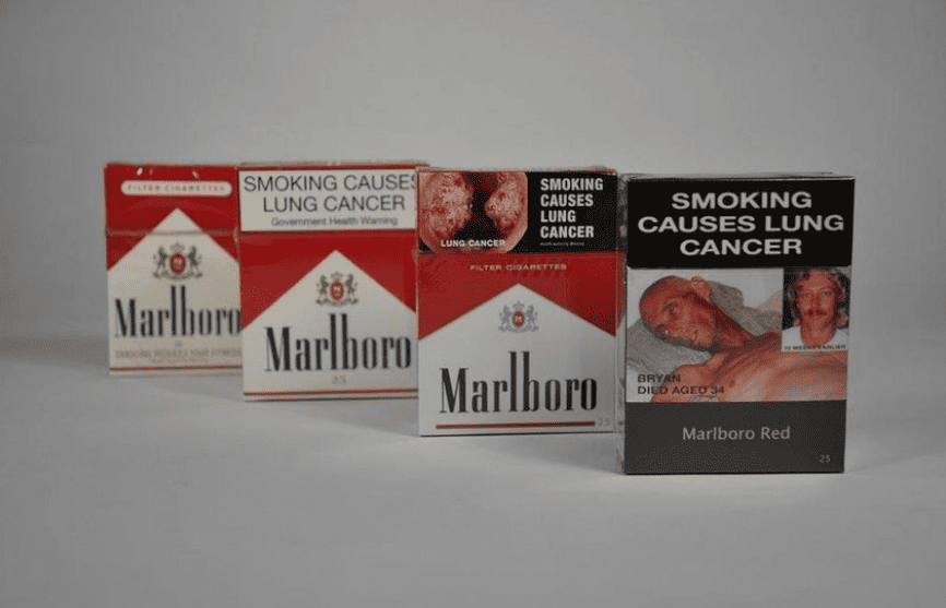 Demarketing of Marlboro cigarette packages with warning pictures