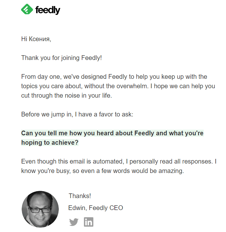 User letter from the company's CEO