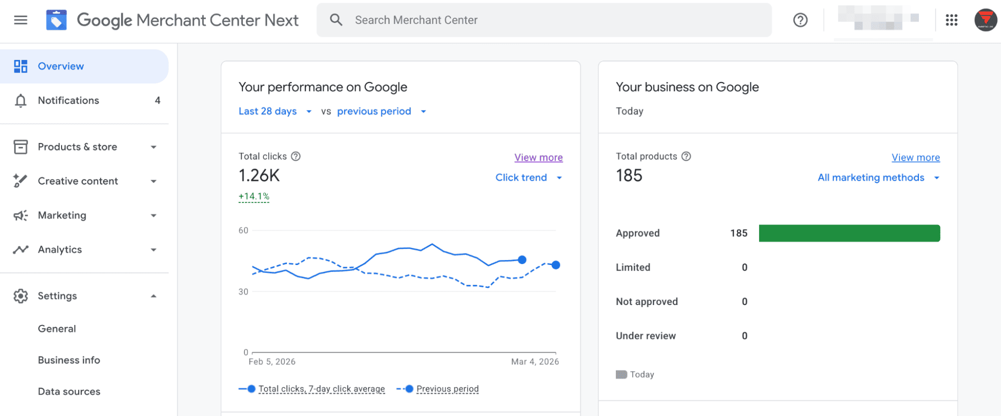 Настройка Google Merchant Center Next