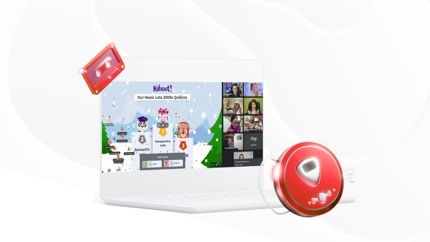 Учасники команди Marketing Link беруть участь в онлайн-квізі з музики 2000-х