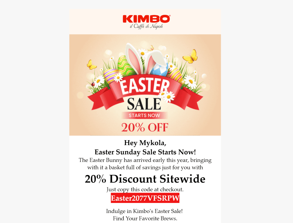 Bright illustration of the Easter promotion from Kimbo