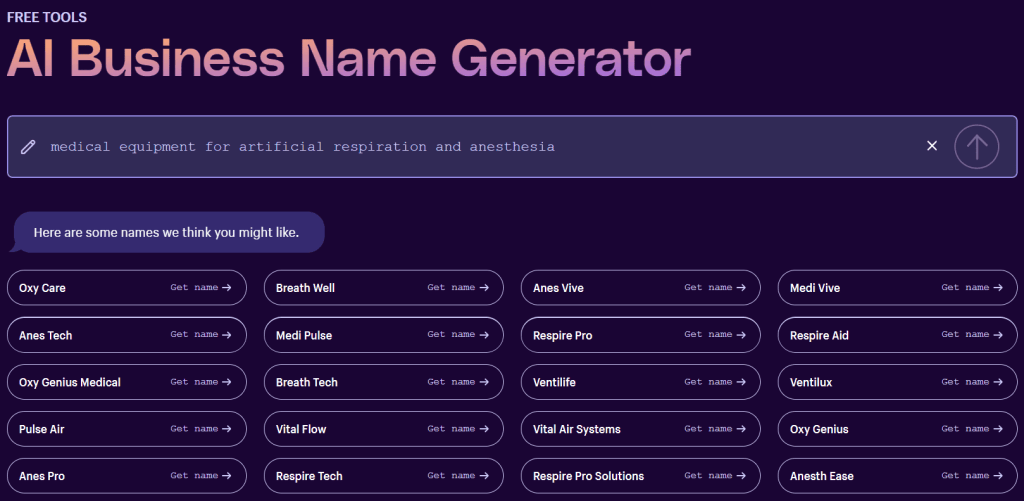 Company name generation service