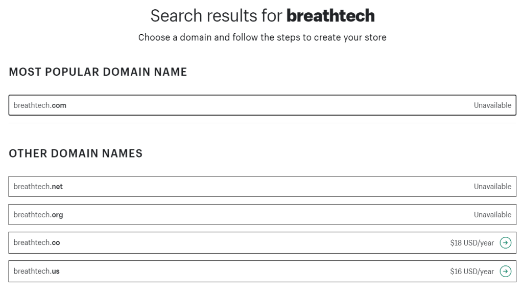 Domain registration on the Domain name generator service