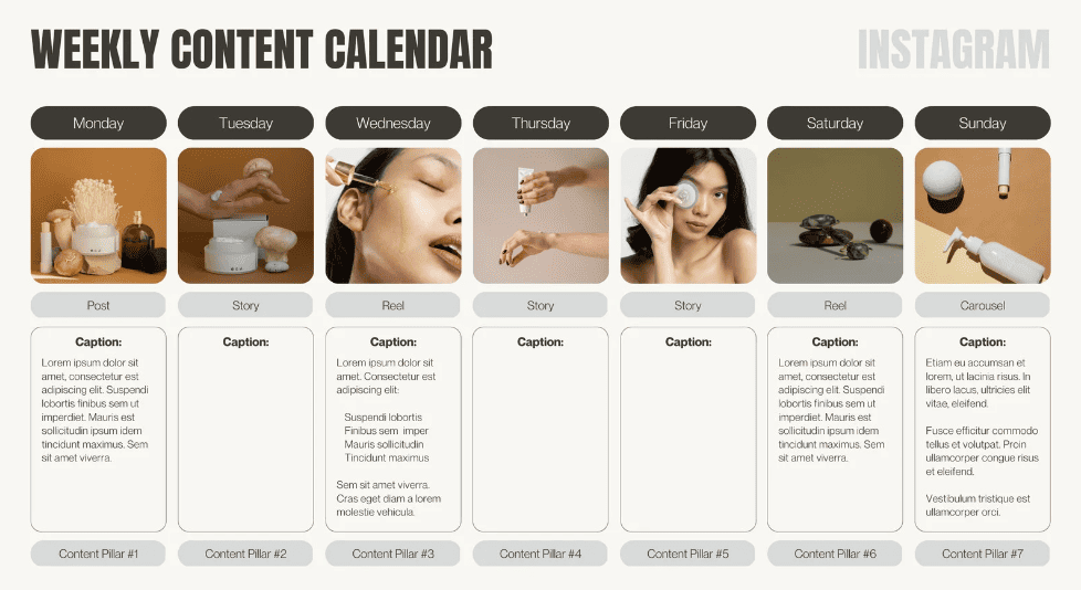 Content calendar template
