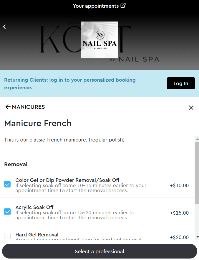 Online form for booking clients for a master's appointment