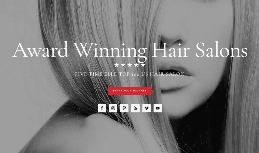 Home page of The Upper Hand hair salon from the USA