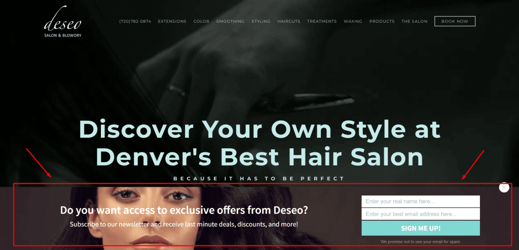 Lead form to expand the base of potential customers in the Deseo hair salon