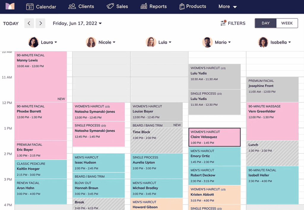 Online express booking service at Mangomint