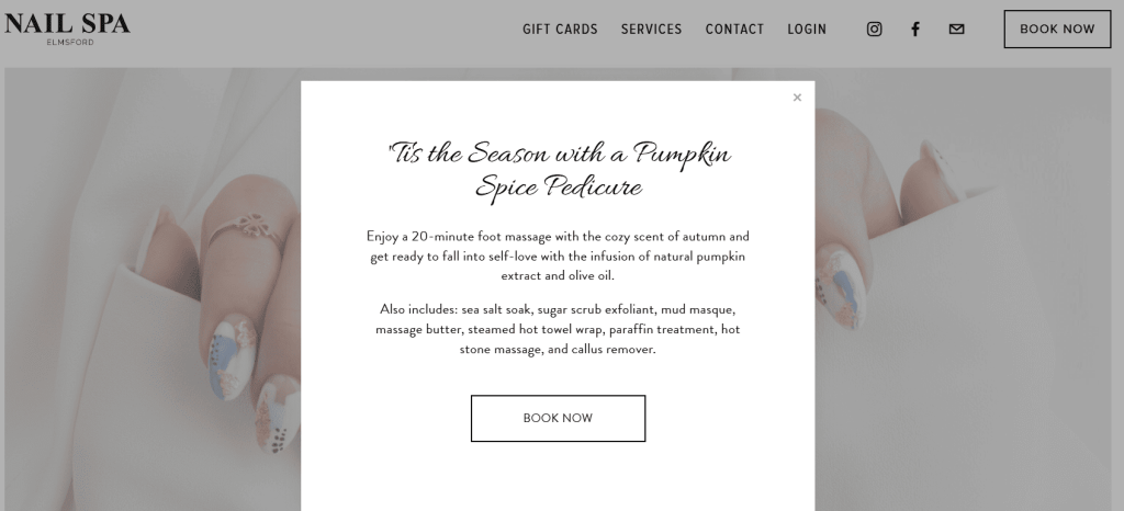 Letter with a seasonal offer from the nail salon Nail SPA Elmsford