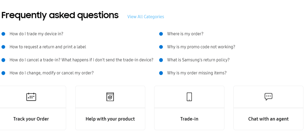 Page with question options with answers