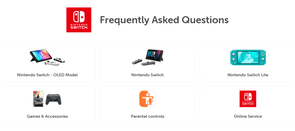 Graphic units for questions at Nintendo Switch