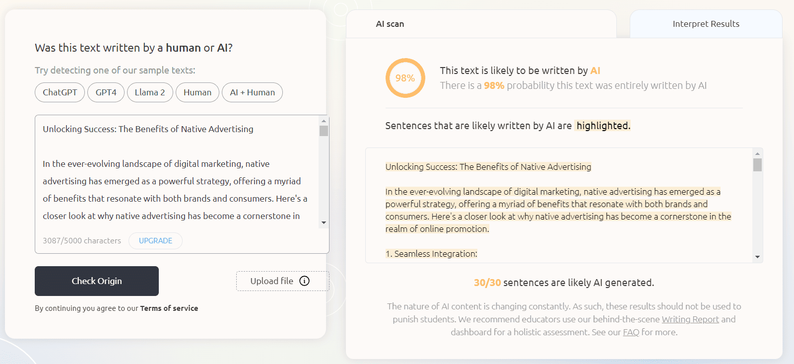 GPTZero як перевірити текст на ШІ онлайн