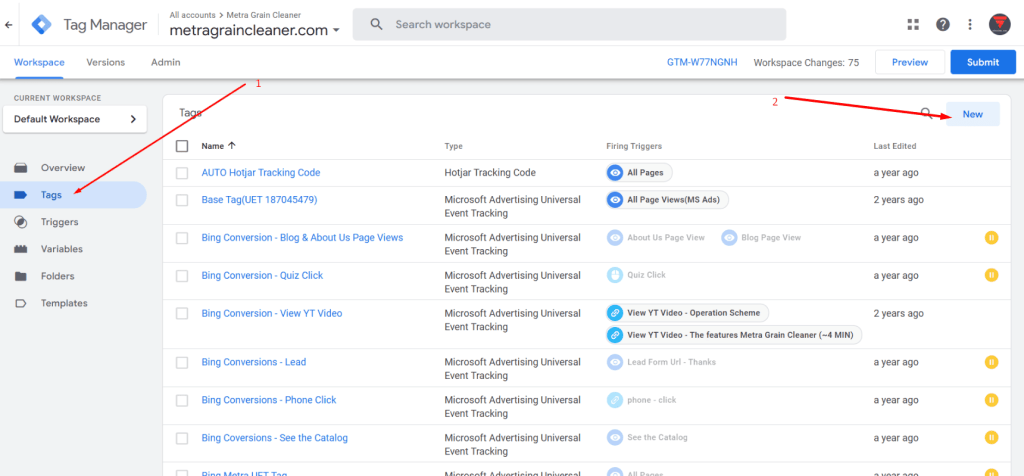 In the client's GTM, create a new Tag