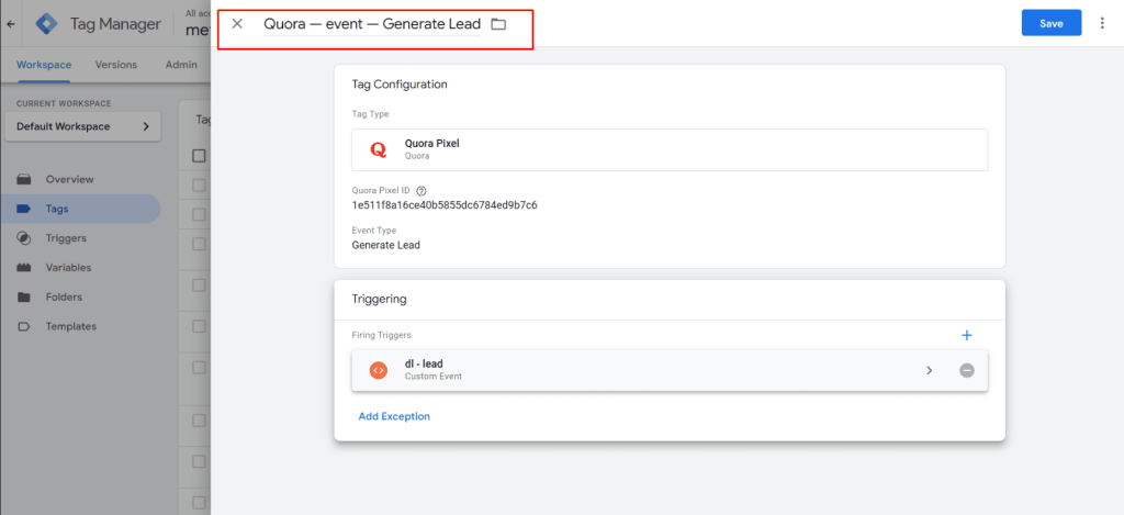 Тег Quora — event — Generate Lead