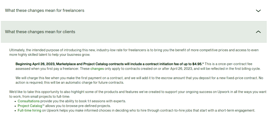 Explanation of the new commission for Upwork customers