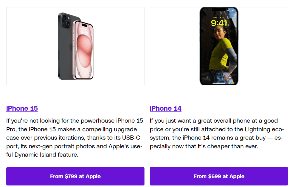 Comparison of iPhone 15 and iPhone 14 in terms of features and price