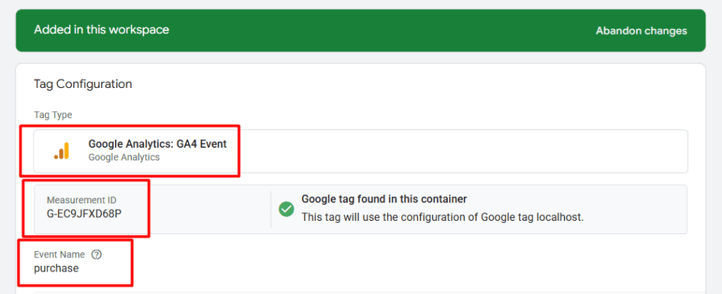 Sending the purchase event to Google Analytics 4