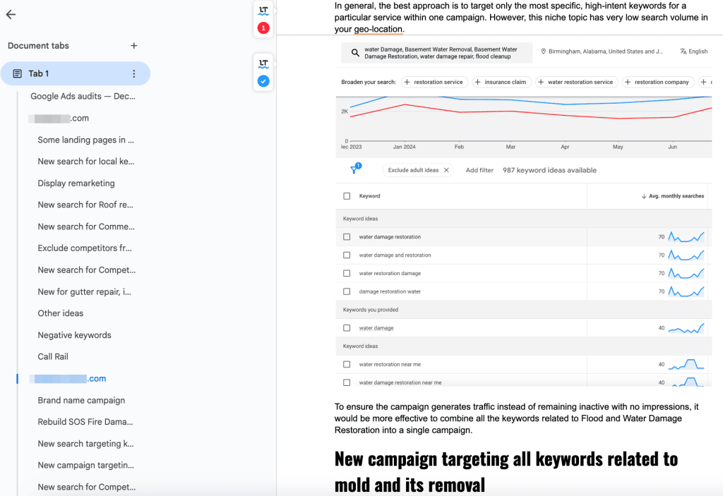 Keywords for targeting new campaigns