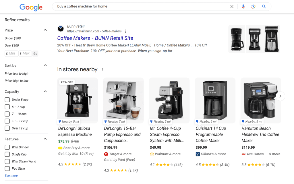 Advertising in search results