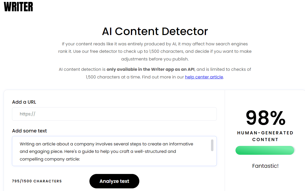 Как проверить, сгенерированы ли тексты ChatGPT сервис Writer