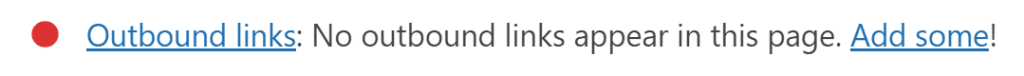 сервіс Yoast відразу попереджає, що в матеріалі потрібне хоча б одне вихідне посилання