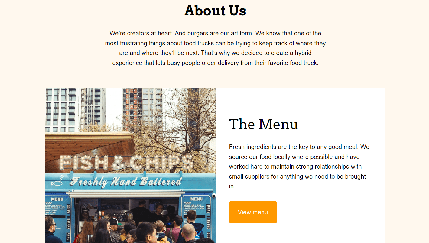 Examples of templates for the about page in WordPress