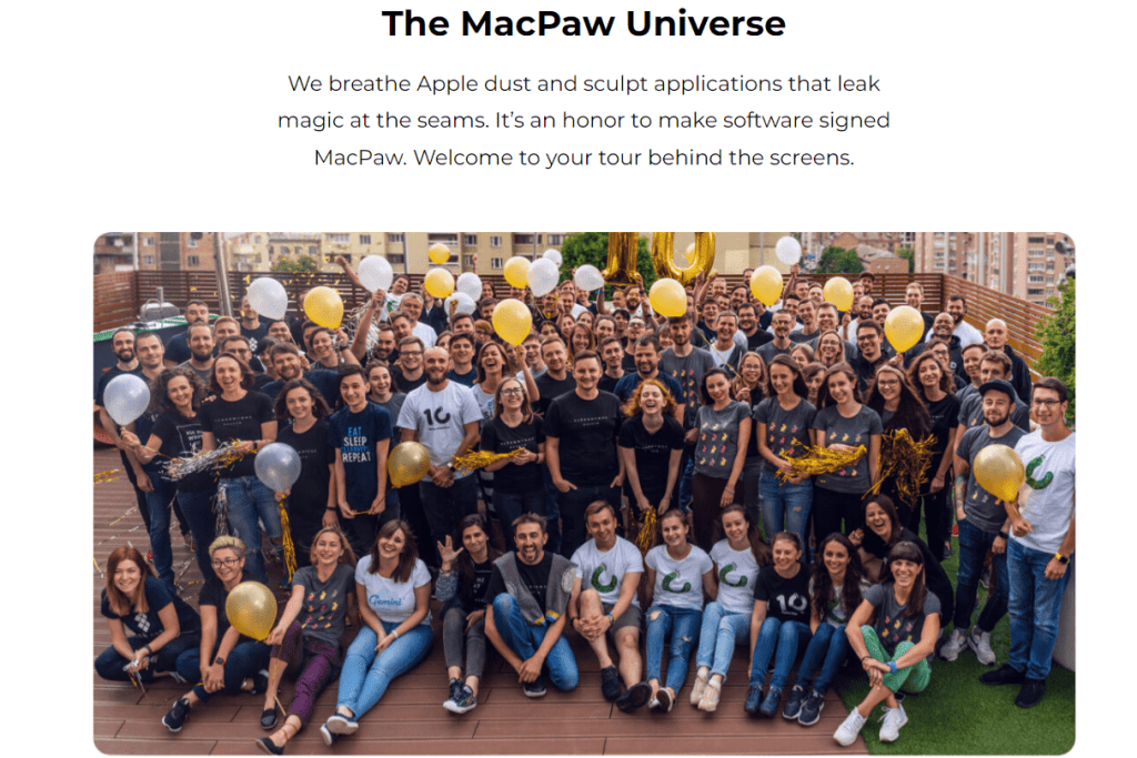 Як оформили сторінку про компанію MacPaw