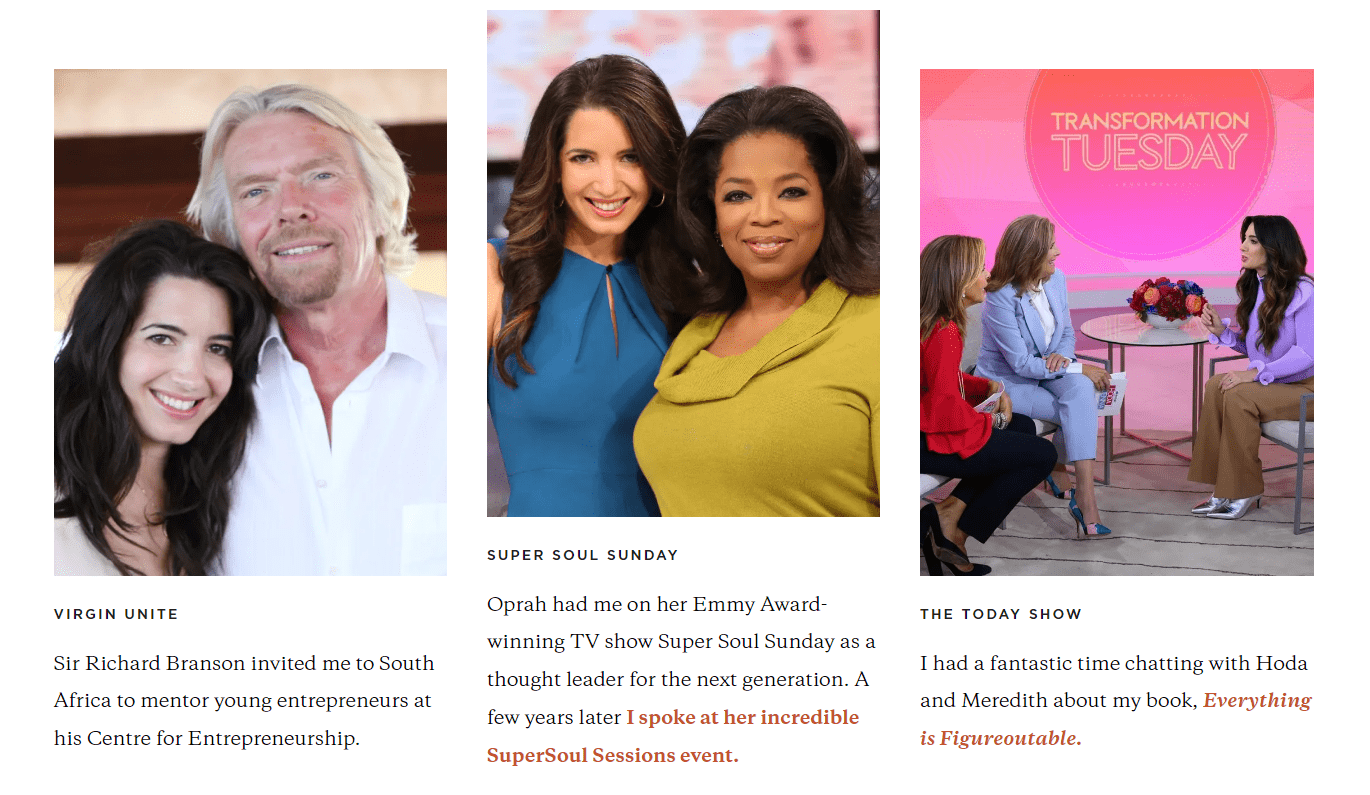 Example of using photos on the About Us page