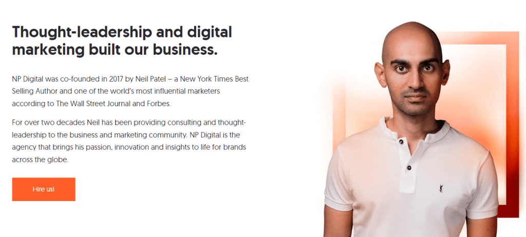 NP Digital company page on the website example