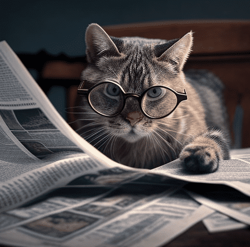 Котик читает газету