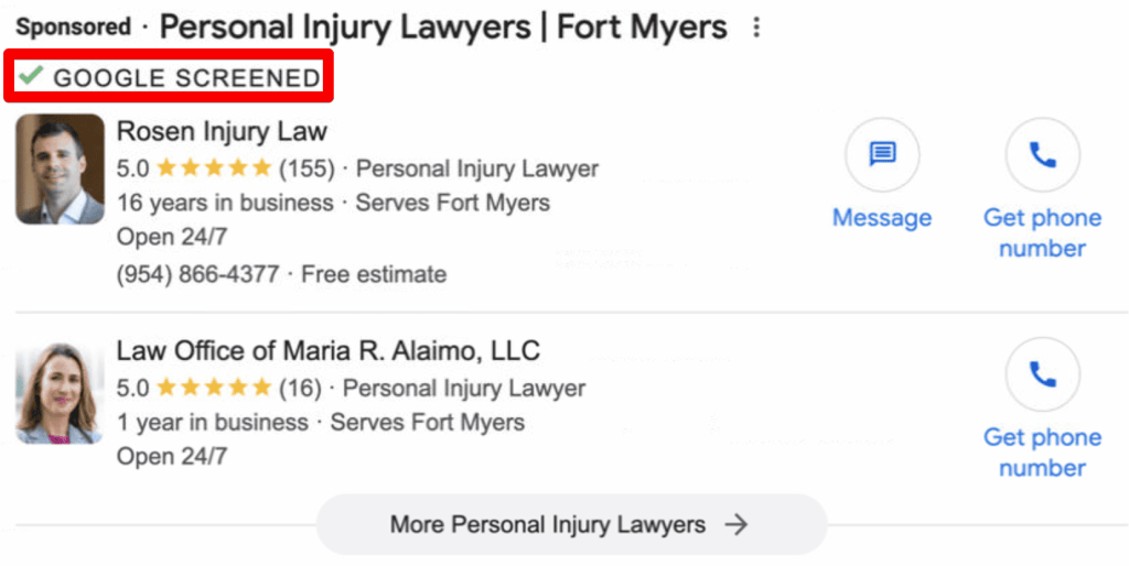 Google Screened bage