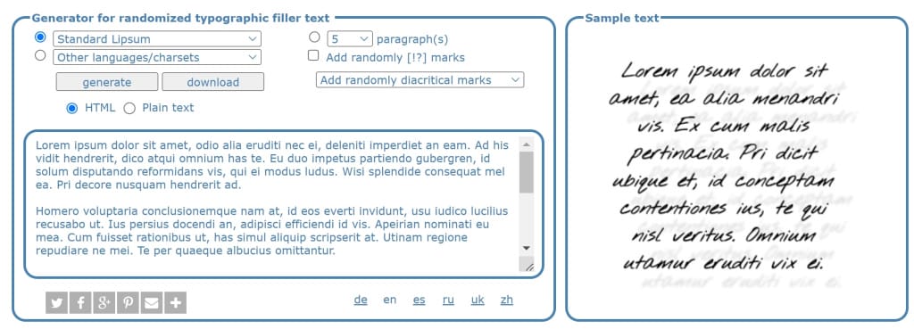 Lorem Ipsum generator