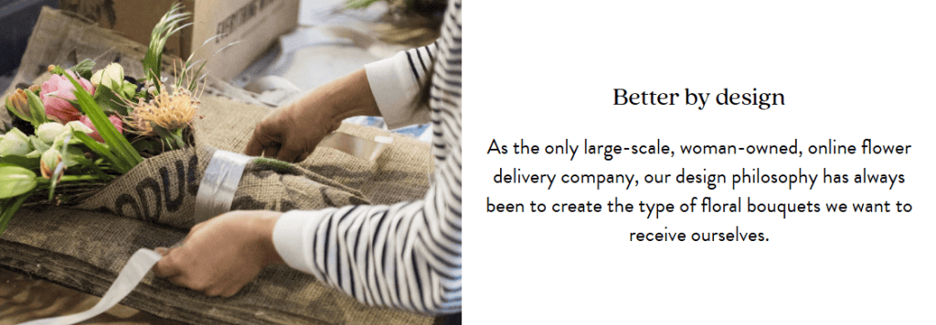 An example of the philosophical approach of the flower shop Farmgirl Flowers