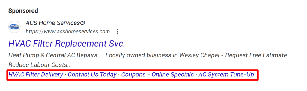 Expanding an ad in search results