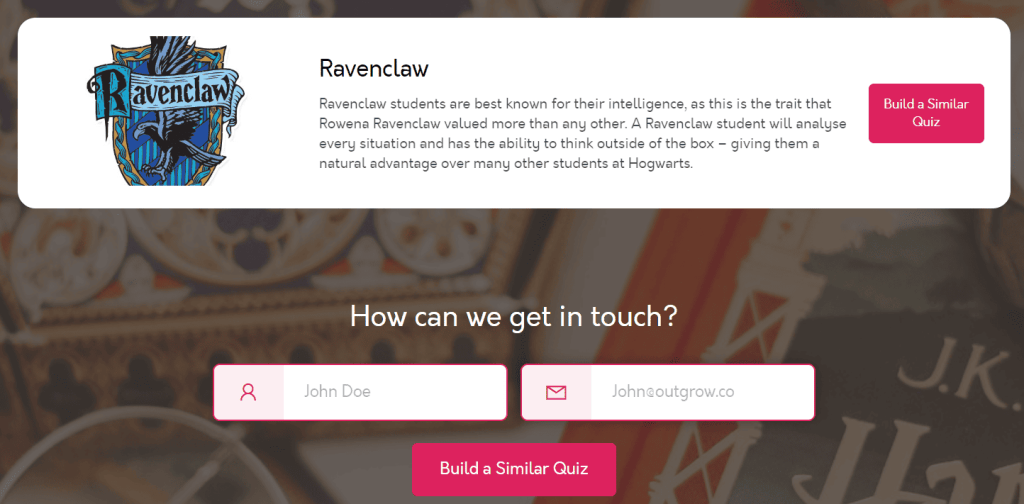 The result of completing the quiz on the topic “Harry Potter”