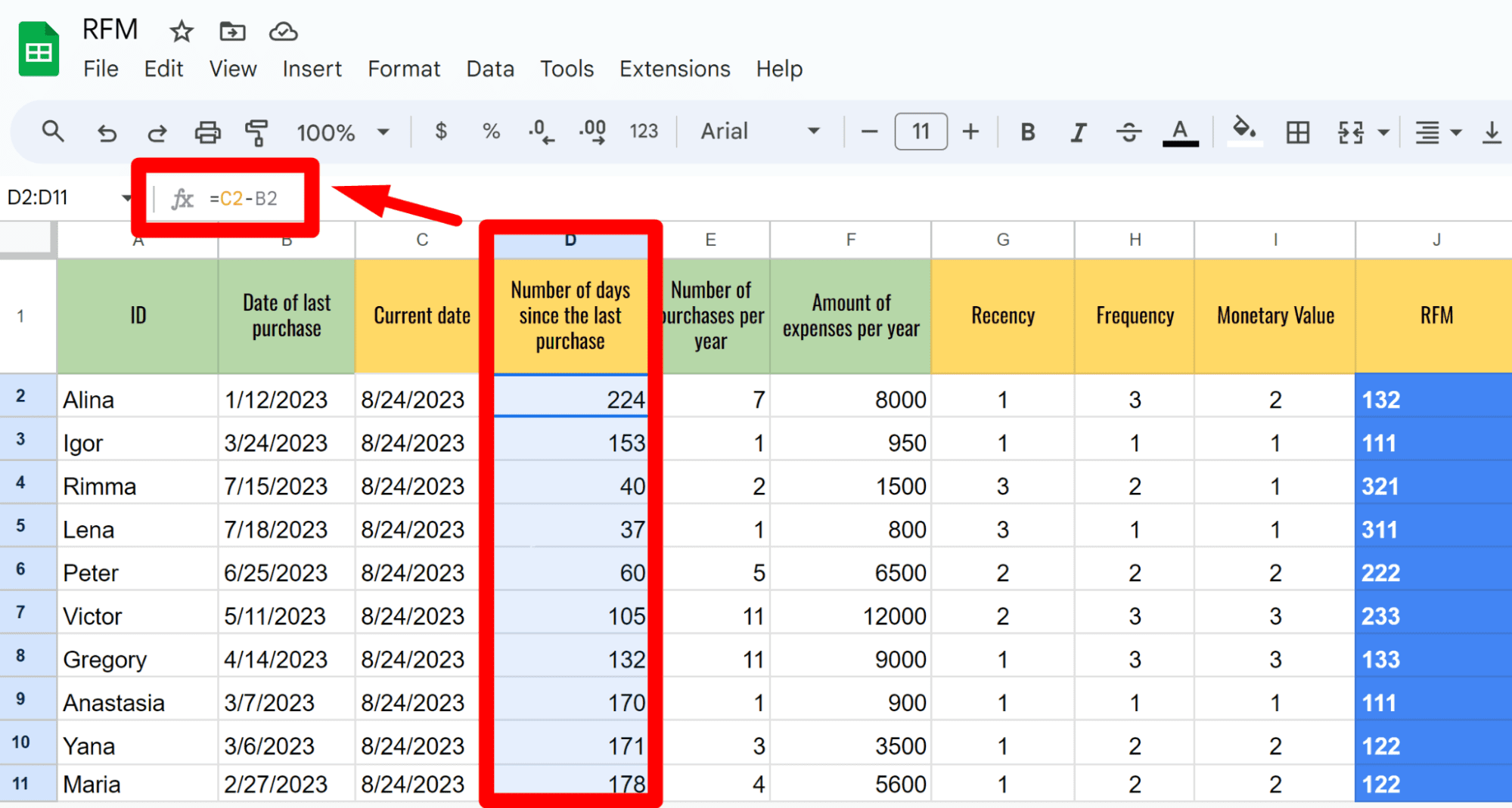 как сделать RFM-анализ в Excel или Google Sheet