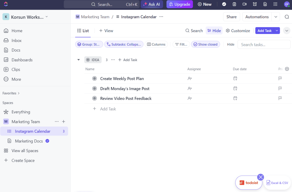 Сервис постройки дорожных карт Click Up