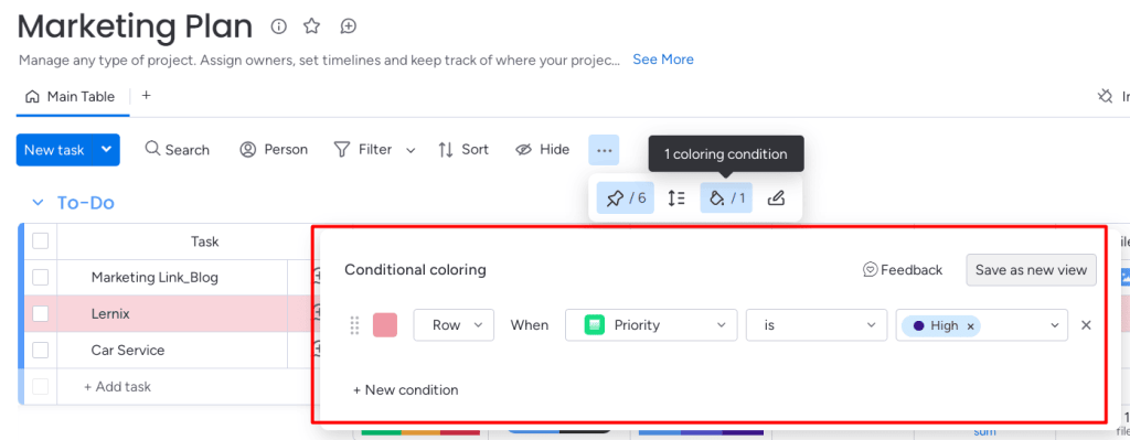 Условные обозначения в таблице проекта