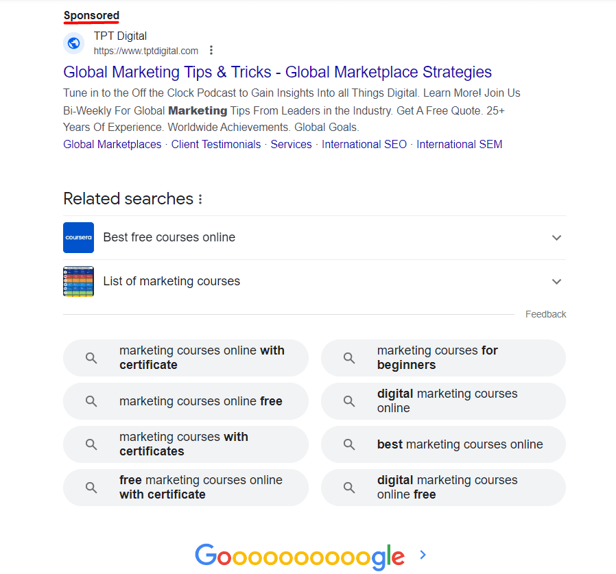 What search advertising looks like
