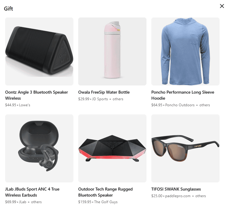 Product cards in ChatGPT dialogue