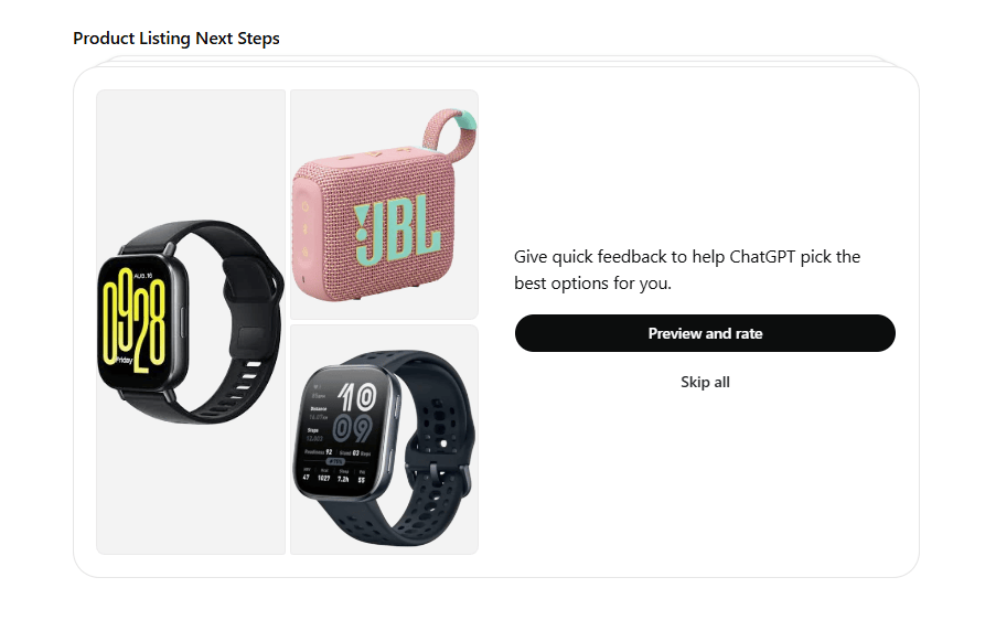 Product offers in ChatGPT