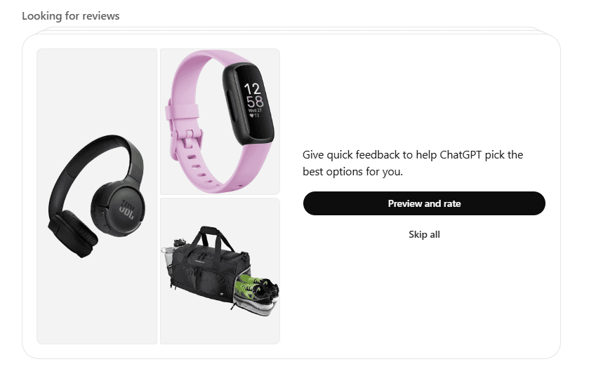 Product offers in ChatGPT